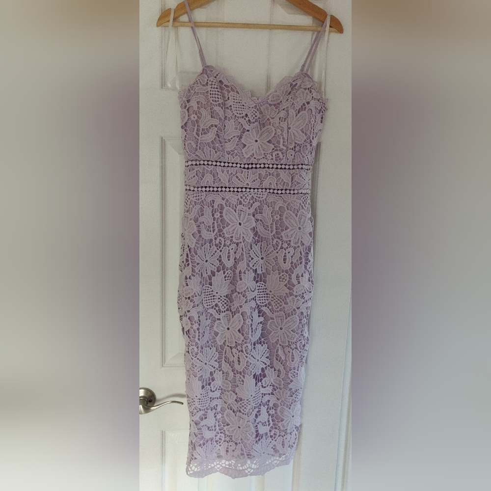 PremierAmour Lavender Lace Midi Dress